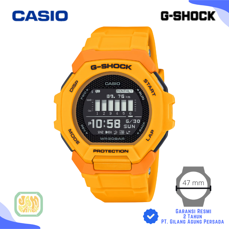 JAM TANGAN PRIA CASIO G-SHOCK GBD-300-9 ORIGINAL - GSHOCK GBD 300 9DR KUNING BLUETOOTH