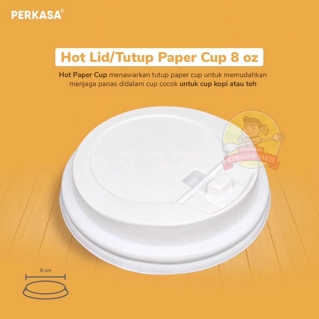 Tutup Paper Cup / Hot Lid Paper Cup 8 oz isi 50 / Tutup Paper Cup Gelas Kertas 8 oz Warna/Hitam