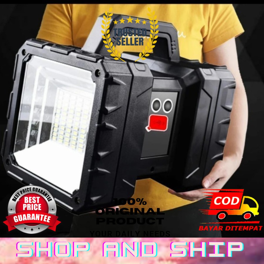 LAMPU SOROT SENTER LED XHP70 + 45 SMD LED SUPER TERANG USB CHARGE ORIGINAL SAS