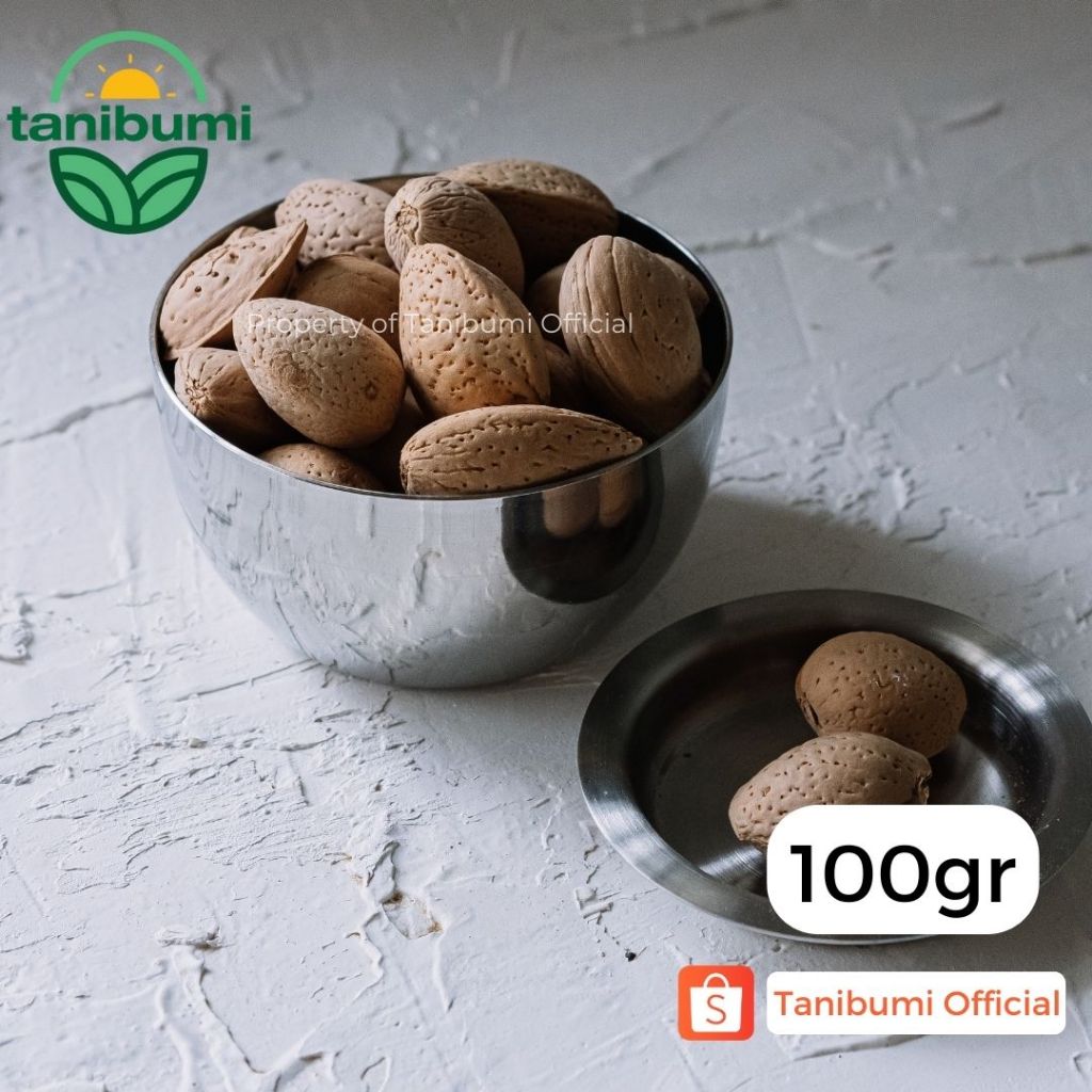 

100g | Kacang Almond Cangkang Mentah | Utuh | Whole Raw Shell Natural Grade B