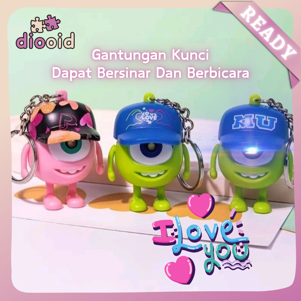 [Ready]LED I love you Mike Gantungan Kunci Key Chain Lucu glitter kunci mobil ​​​​Mainan Disney Mons