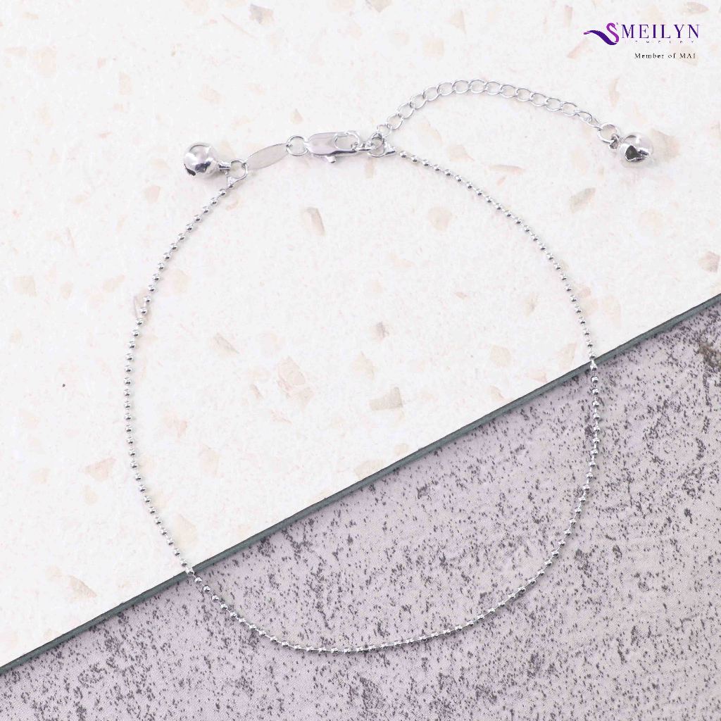 MEILYN Gelang Rantai Kaki Perhiasan Wanita Motif Biji Lada 1.5mm Perak Asli 0232230022