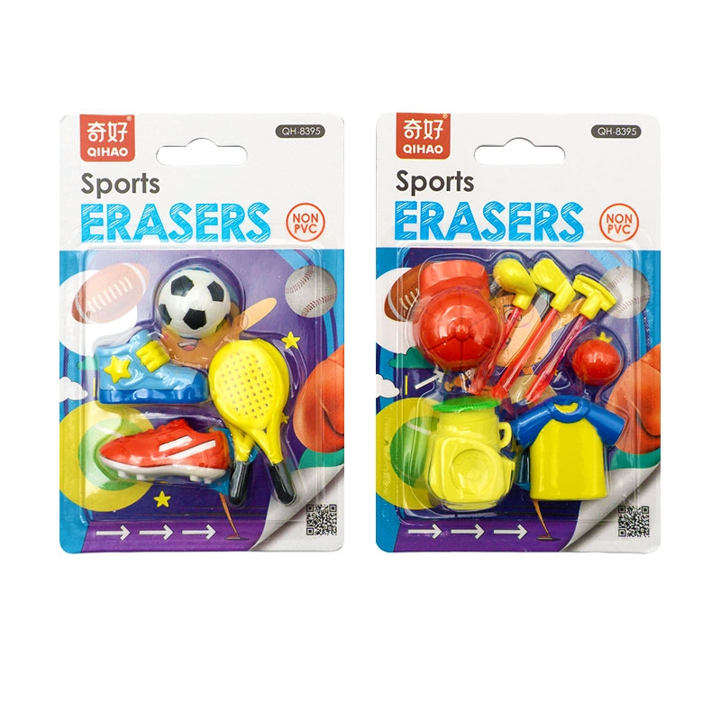 

8395 Set penghapus karakter hobi olahraga sepakbola golf sensory play bongkar pasang stationery