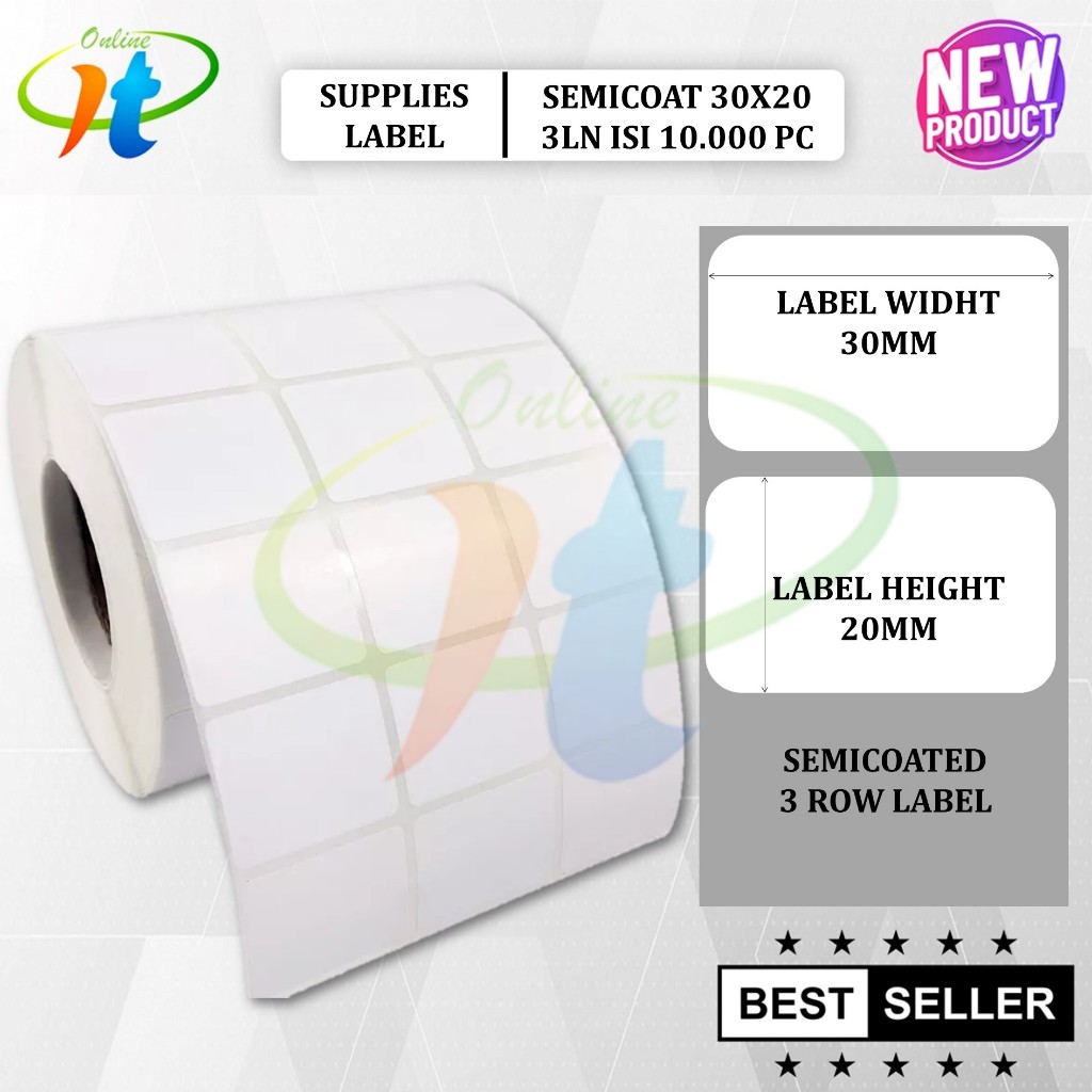 

Kertas Stiker Label Barcode Semicoat 30x20 3 Line Isi 10000 Core 1 inch Sticker Label Harga Barang