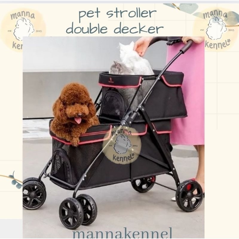 pet stroller double decker 2susun dua tingkat stroller anjing 2 tingkat premium quality dog trolley 
