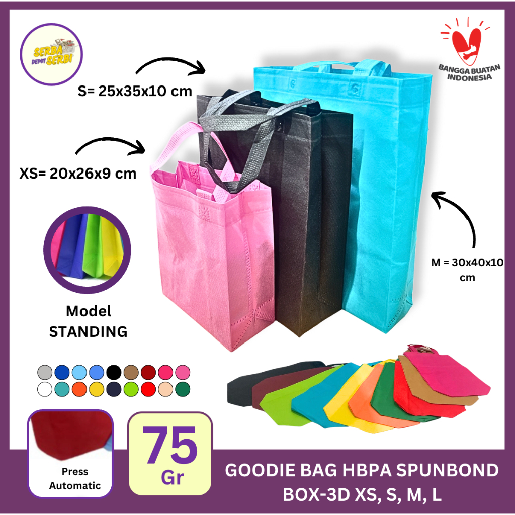 

Goodie Bag Tas Spunbond Handle Box Press 3D HBPA 20x26 25x35 30x40 24x26 Packaging Souvenir Nikahan