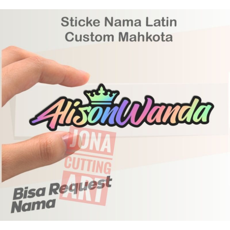 

Stiker cutting nama hologram mahkota