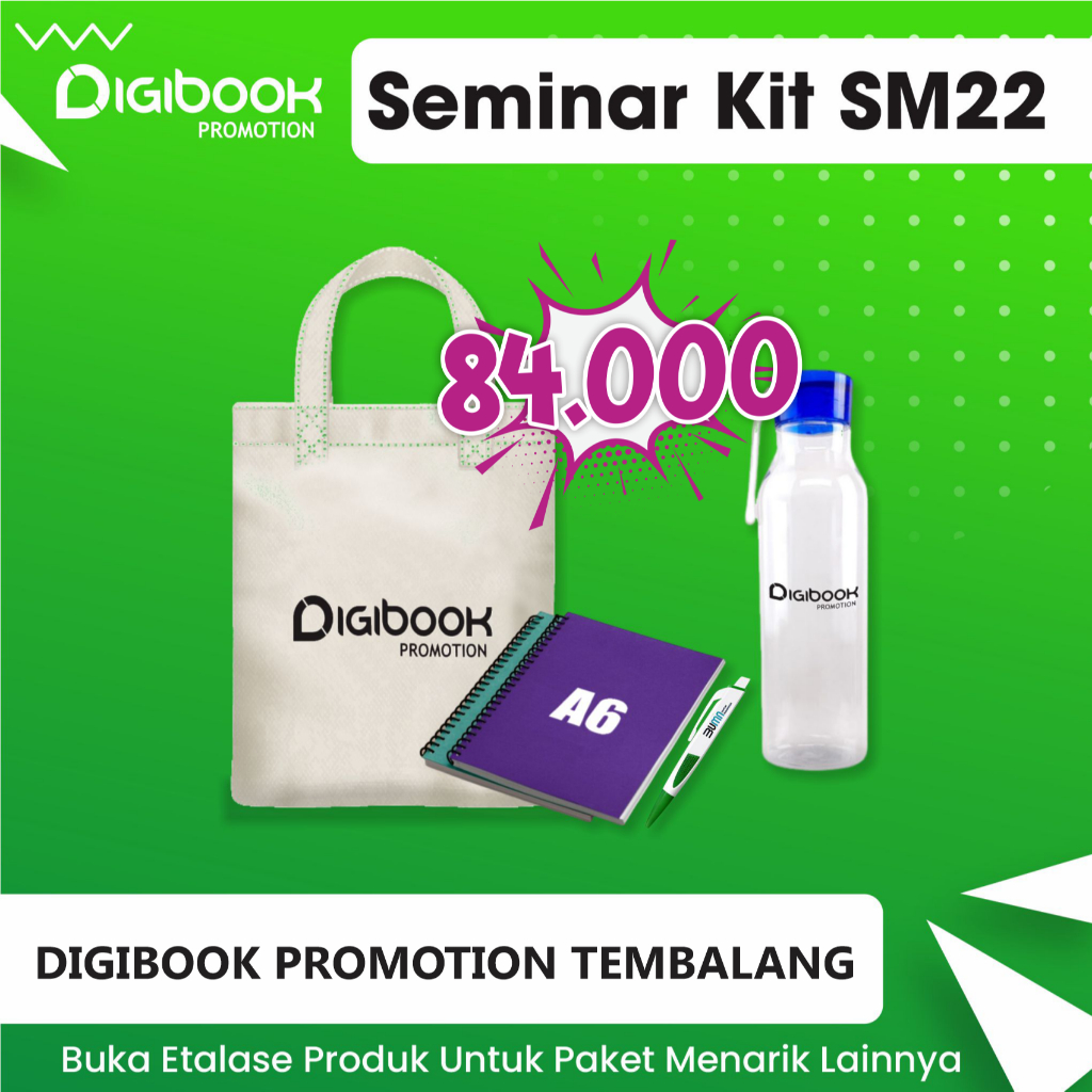 

Tas Canvas, Tumbler Colada, Notebook A6, Pulpen Sablon | Custom Paket Seminar Kit isi 4 | SM22