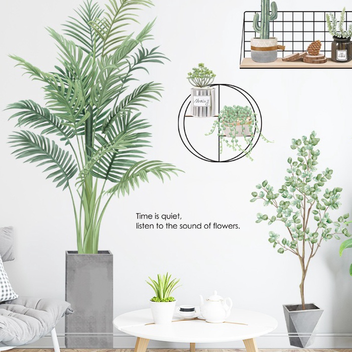 TERBARU Reliza Wall Sticker Pohon Hijau Green Tree Garden Pot Cactus Wallsticker Stiker Dinding LDR1