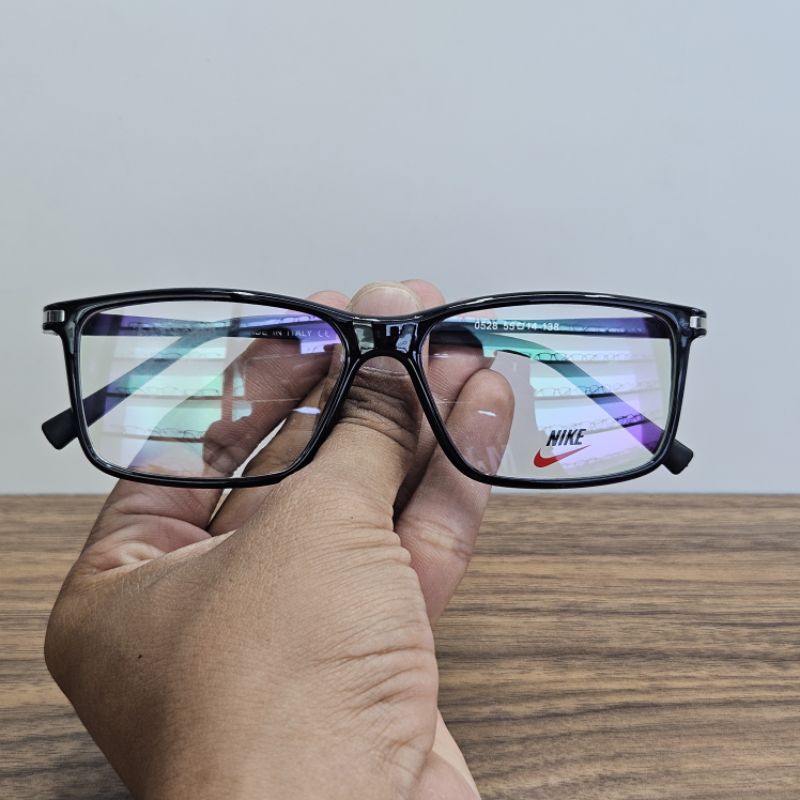 frame kacamata pria wanita sporty 0528 full hitam glossy