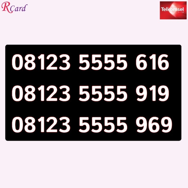 Perdana Nomor Cantik Simpati Telkomsel Urut Rapi 123 5555 616 919 969