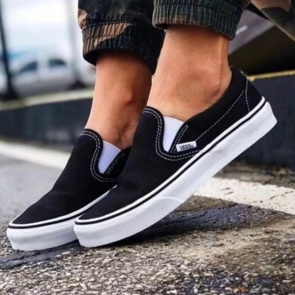 Sepatu vans slip on mono tanpa tali pria casual wanita santai Murah terlaris