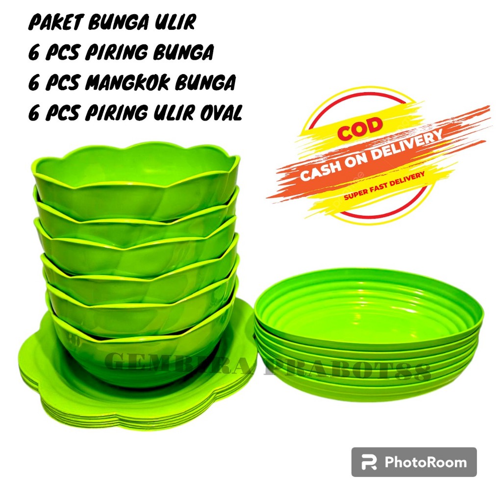 PAKET COD 6 PCS PIRING BUNGA 6 PCS MANGKOK BUNGA 6 PCS PIRING OVAL ULIR