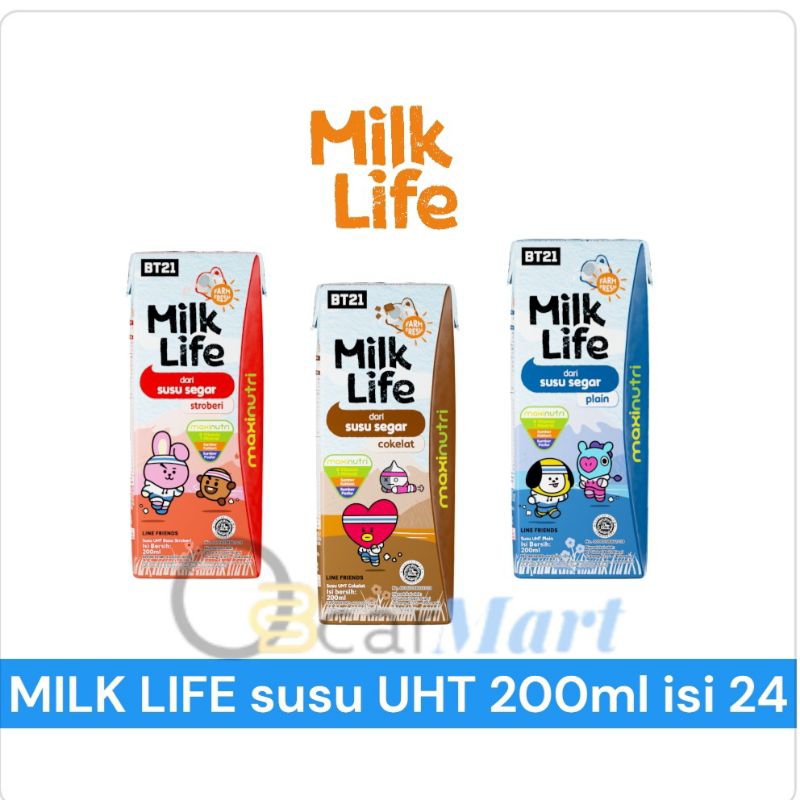

Susu MILK LIFE 200ml 1 Dus isi 24 Cokelat Stroberi Susu UHT