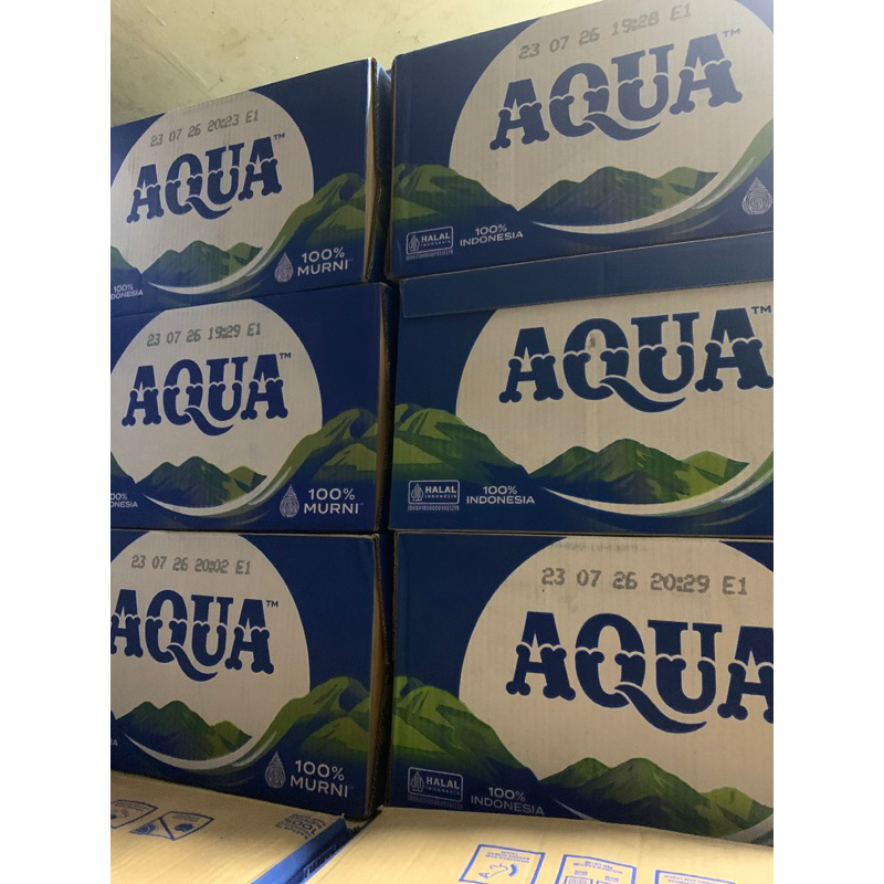 

Aqua 1 dus (24 botol x 600 ml) / Aqua 1,5liter (1,5 liter x 12 botol)