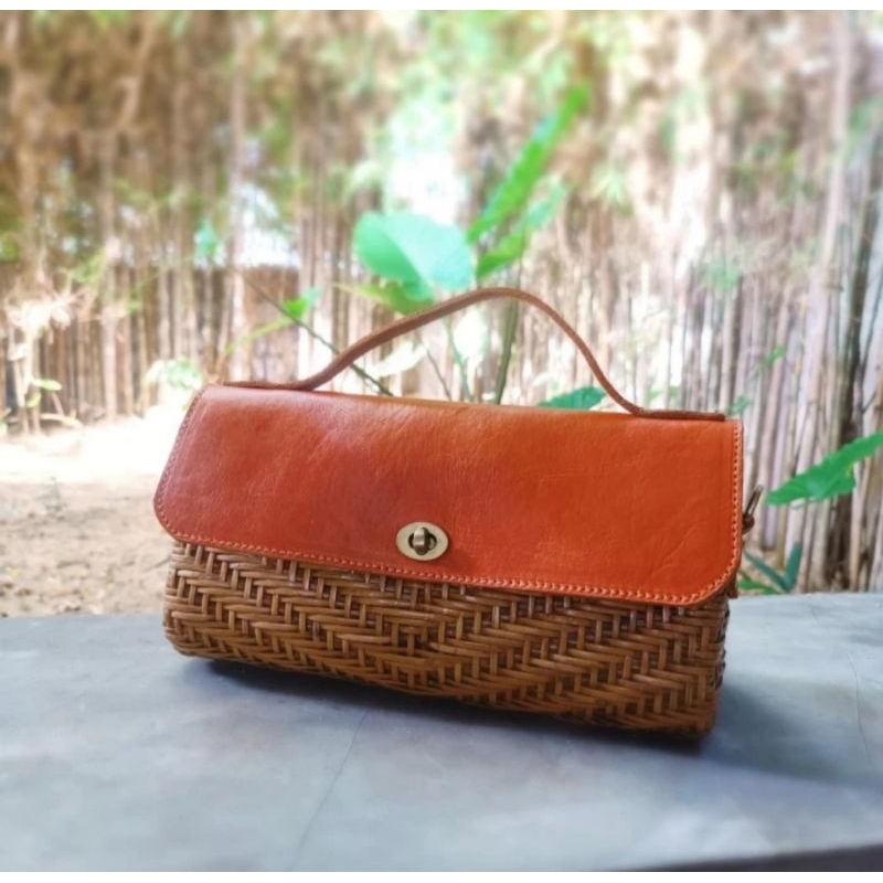 Tas sling bag rattan premium tas rotan selempang bali