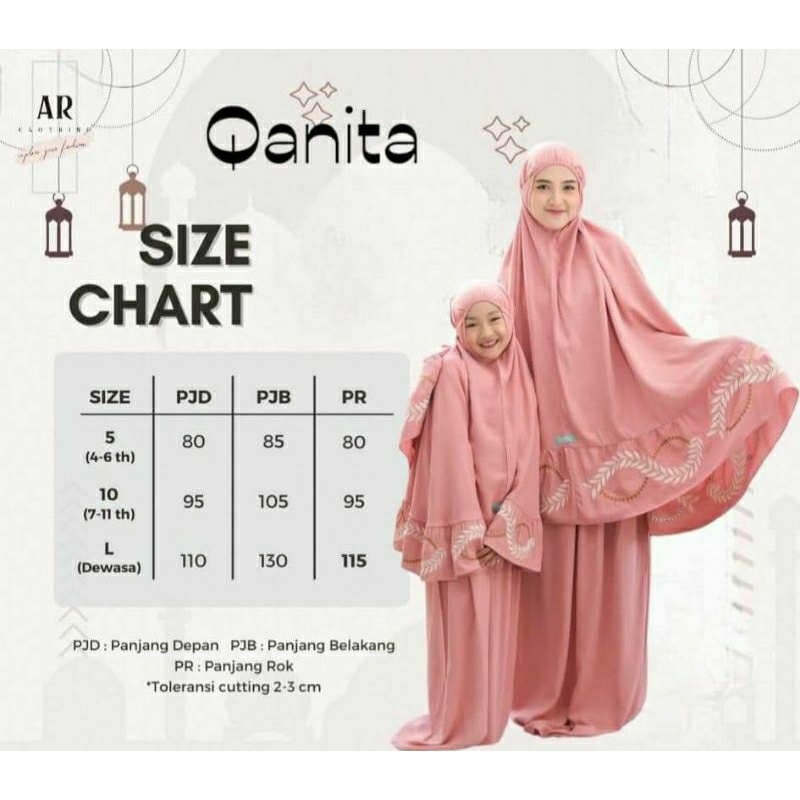 mukena anak dan ibu,mukena couple,mukena Qanita,mukena cantik,mukena elegan dan adem