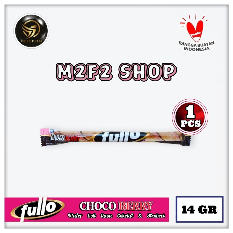 

Fullo Stick Roll Choco Berry | Wafer Stik Krim Rasa Cokelat & Stroberi - 14 gr (Kemasan Satuan)