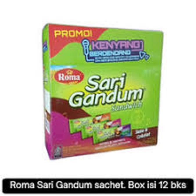 

ROMA SARI GANDUM SANDWICH SUSU COKLAT 36gr 1PAK ISI 12PCS