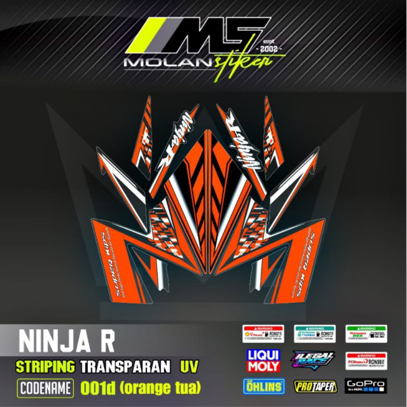 Decal Sticker Striping Variasi Transparan Uv Ninja R 2014 Transparan Uv Motif Ori Ninja R 2014-2015 