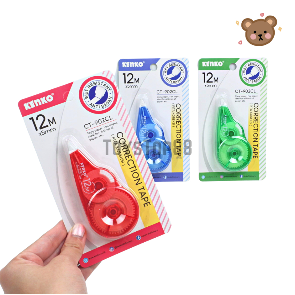 

Correction Tape Kenko CT-902CL Clear - Tipex Kertas Roll Bening Ecer - Pita Koreksi 12 Meter