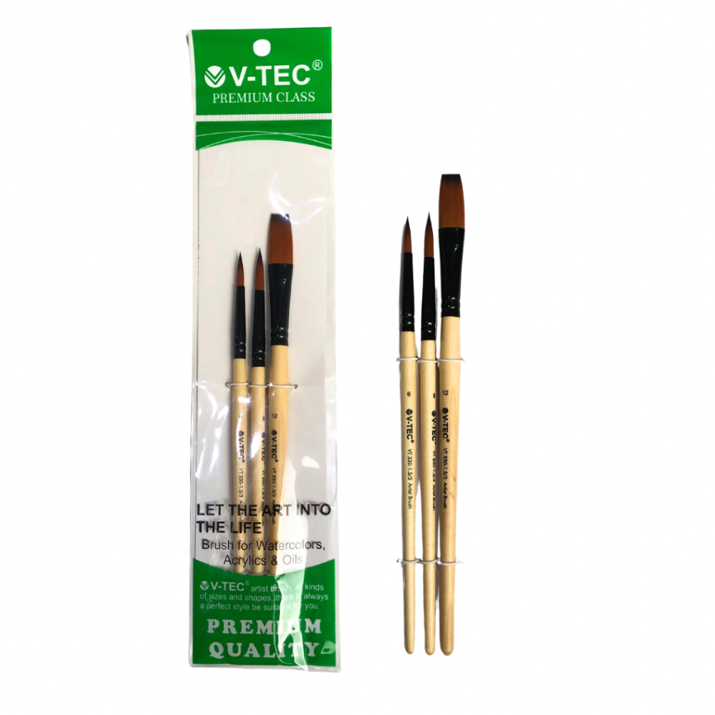 

Kuas Lukis V-TEC VT330-1 Brush Premium Class Set 3 Dengan Berbagai Ukuran Kuas Lukis Set 3