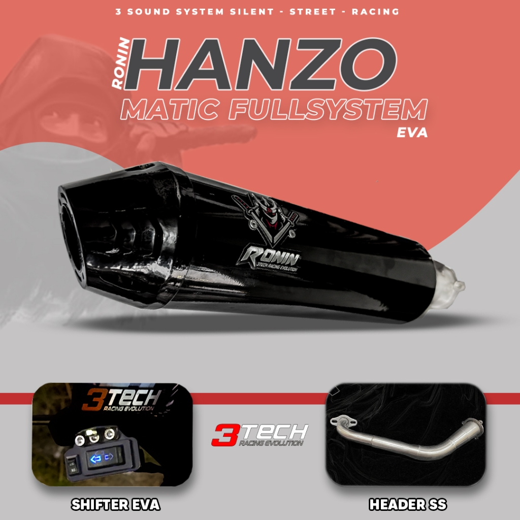 MATIC 110cc - 125cc Ronin HANZO untuk  Original DAN Bergaransi Resmi Knalpot 3 Suara 3tech Beat Xeon