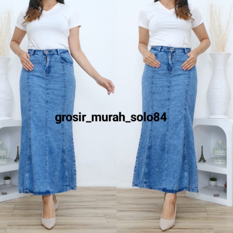 Rok Jeans Wash Model Duyung Kekinian