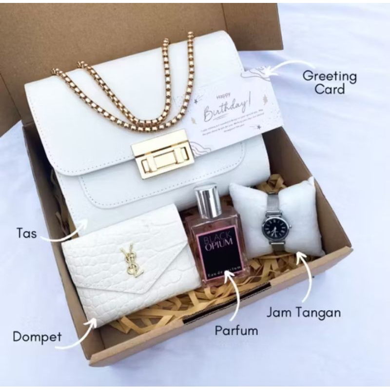 

GIFT BOX PREMIUM CEWEK ULANG TAHUN/WISUDA WARNA PUTIH