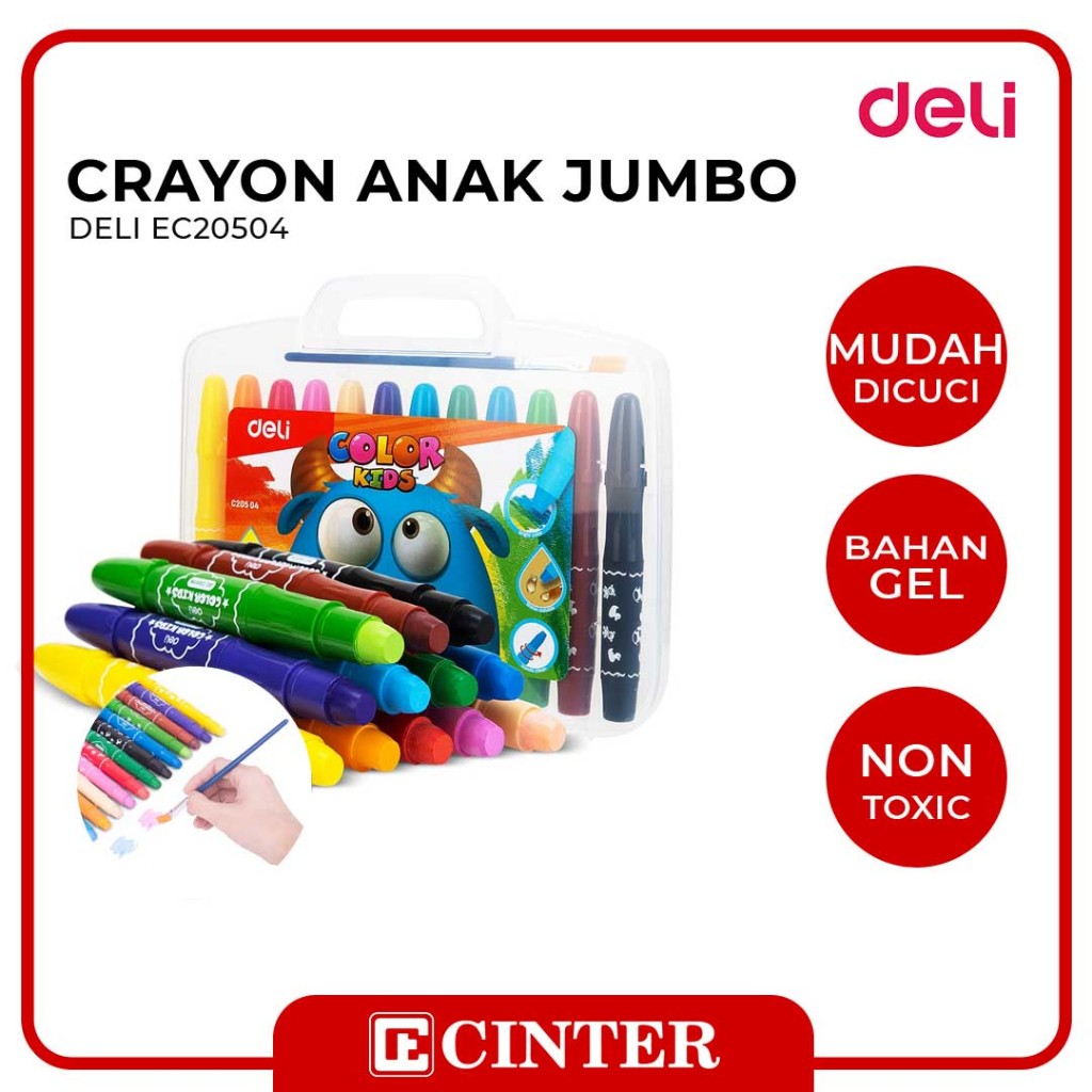 

DELI - PEWARNA ANAK SEKOLAH / KRAYON / SCHOOL KIDS JUMBO SUPER SMOOTH CRAYON GEL EC20504