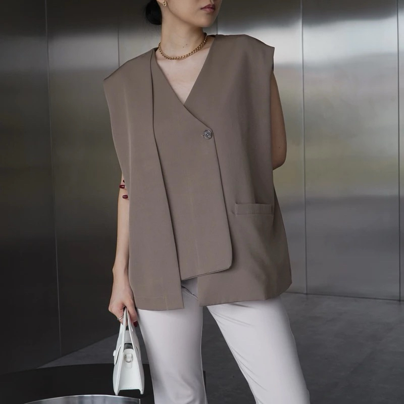 ganni vest preloved coklat