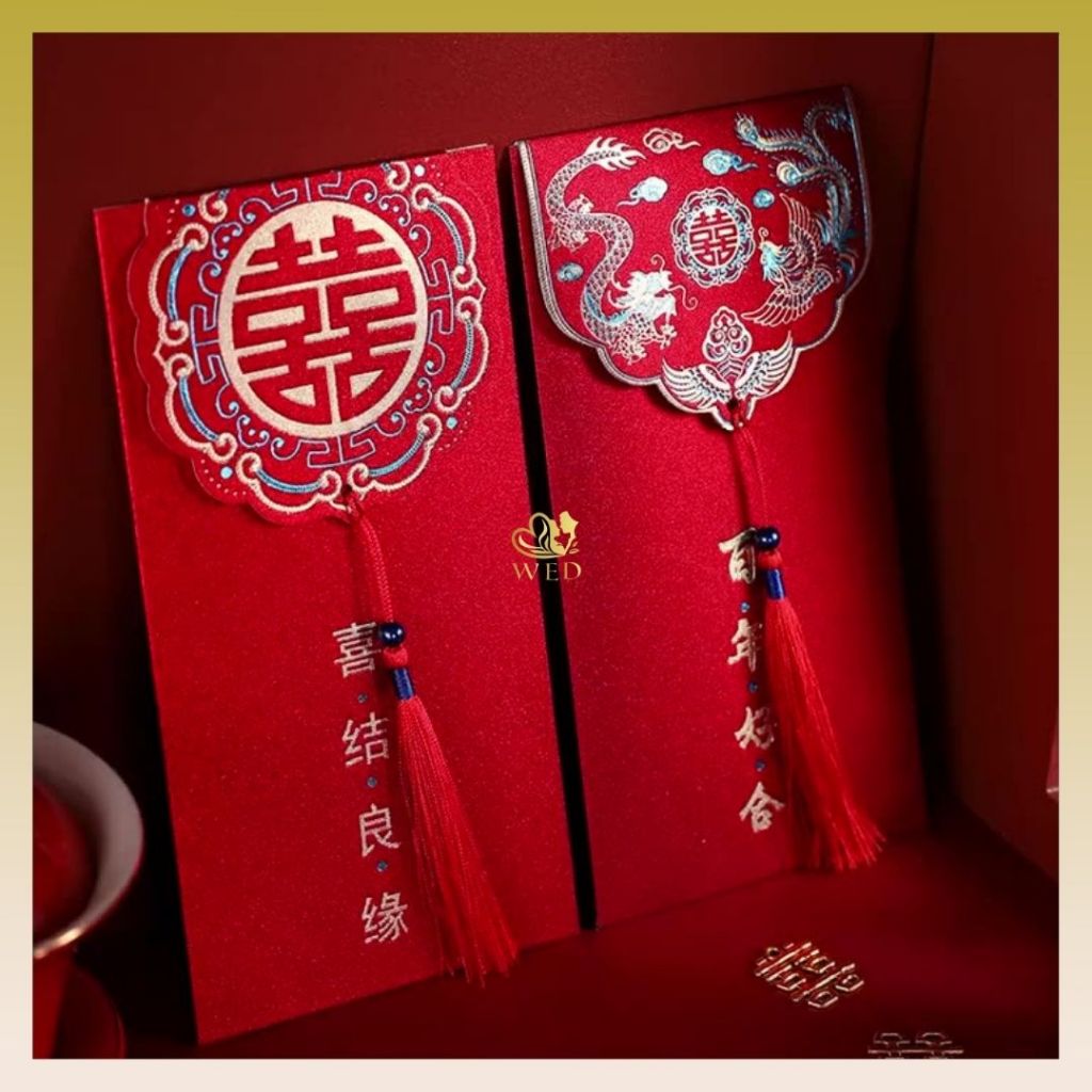 

WED Angpao Amplop Shuang Xi Gliter Include Hiasan Gantungan / Amplop Pernikahan Mewah WED139