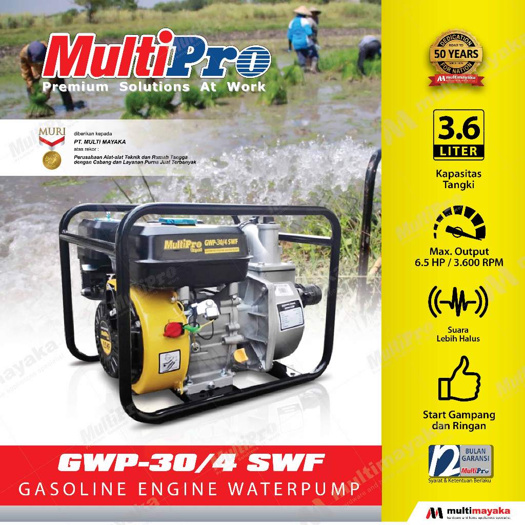 MULTIPRO - POMPA AIR DENGAN ENGINE PENGGERAK/ GASOLINE ENGINE WATERPUMP - GWP 30/4 SWF – GRANSI 1 TH