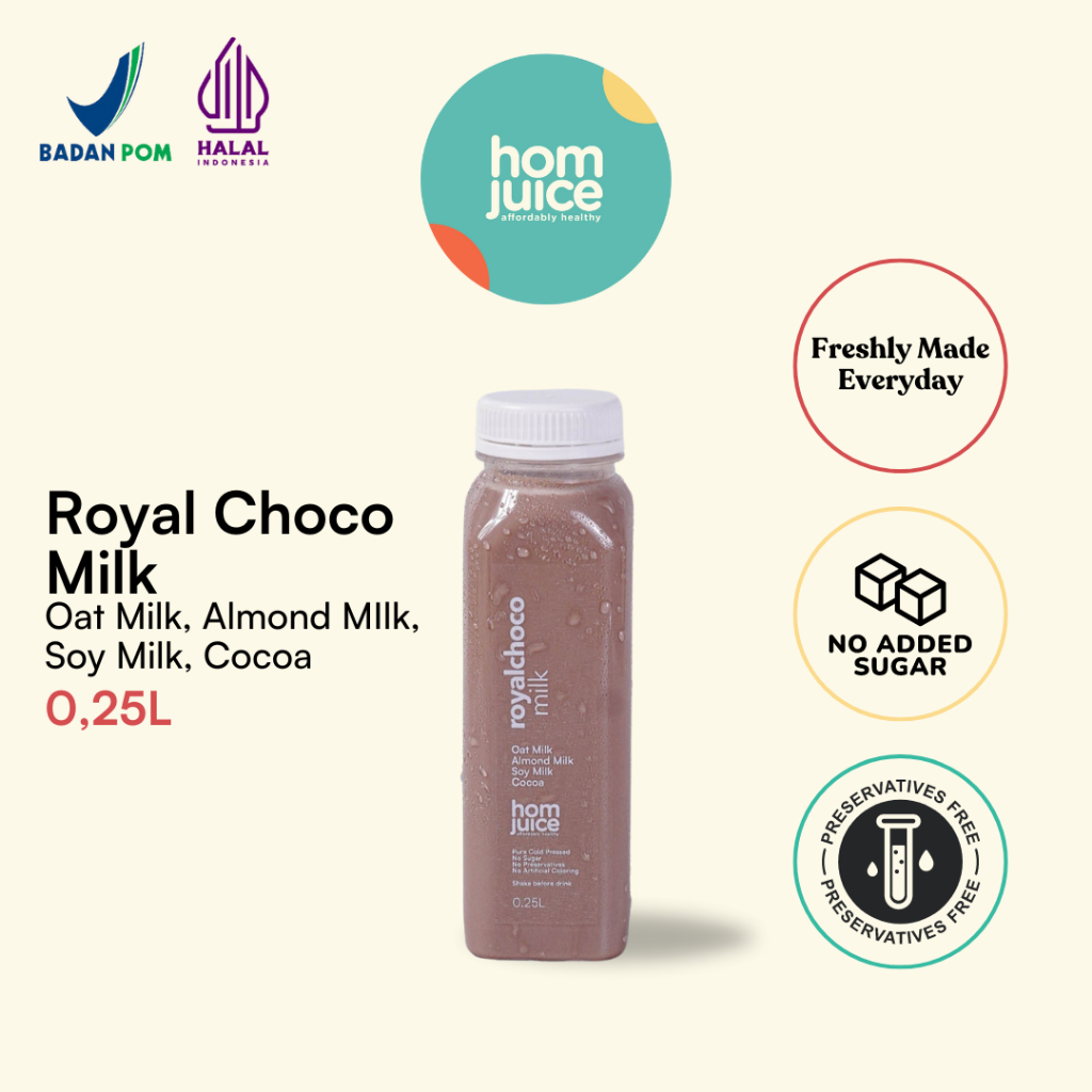 

Homjuice - Royal Choco Milk 250 ml (Cold-Pressed Juice/Jus/Detox)