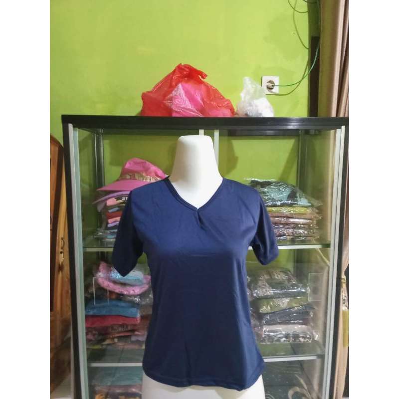 kaos wanita polos kaos belle kaos v neck lengan pendek murah