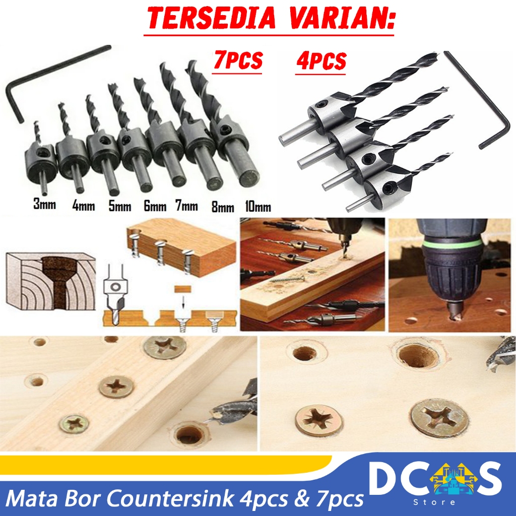 Mata Bor Countersink Chamfer Set 4 Pcs / 7 Pcs HSS Drill Bit Stopper
