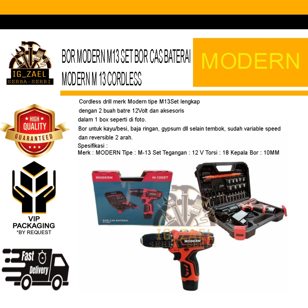 BOR MODERN M13 SET BOR CAS BATERAI MODERN M 13 CORDLESS