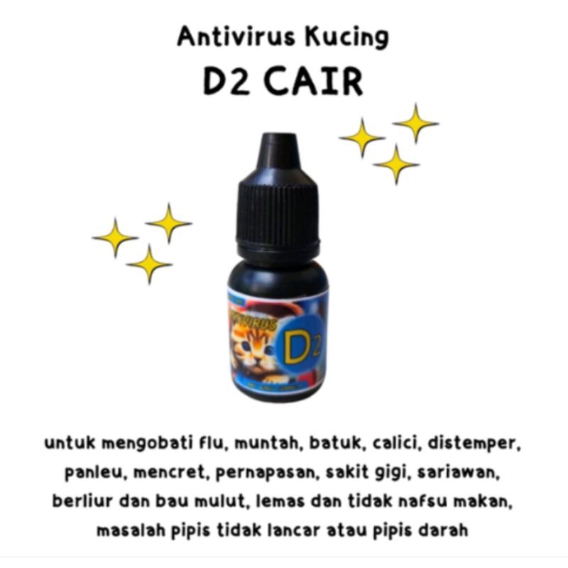 Antivirus D2 Cair-Obat Flu Kucing/Mencret/Pipis/Muntah Kucing