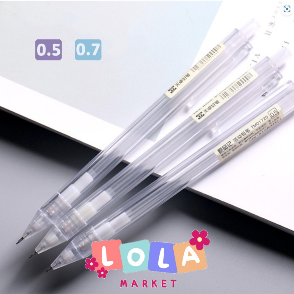 

Pensil mekanik tipe dorong transparan sederhana gaya Ins 0.5/0.7mm