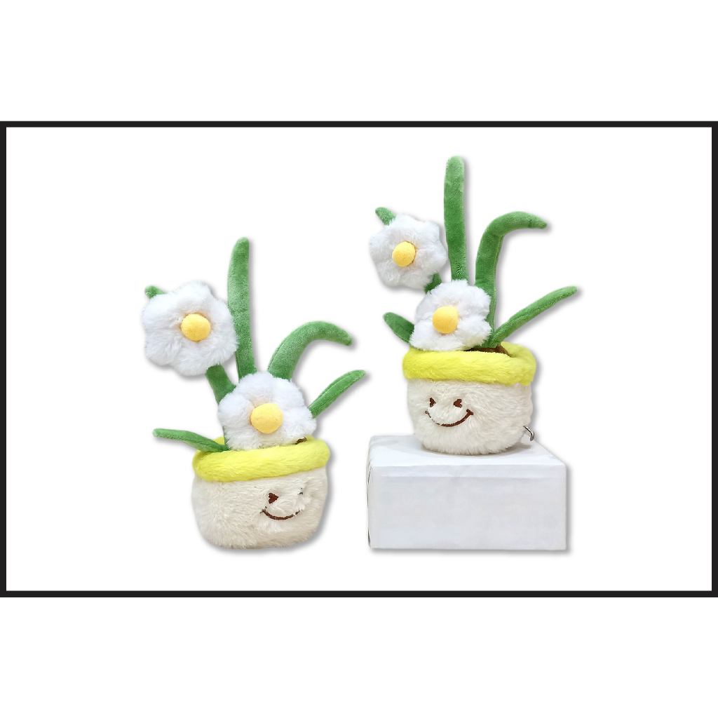 Boneka Bunga Mawar Putih - Boneka Pot Bunga Mawar Putih