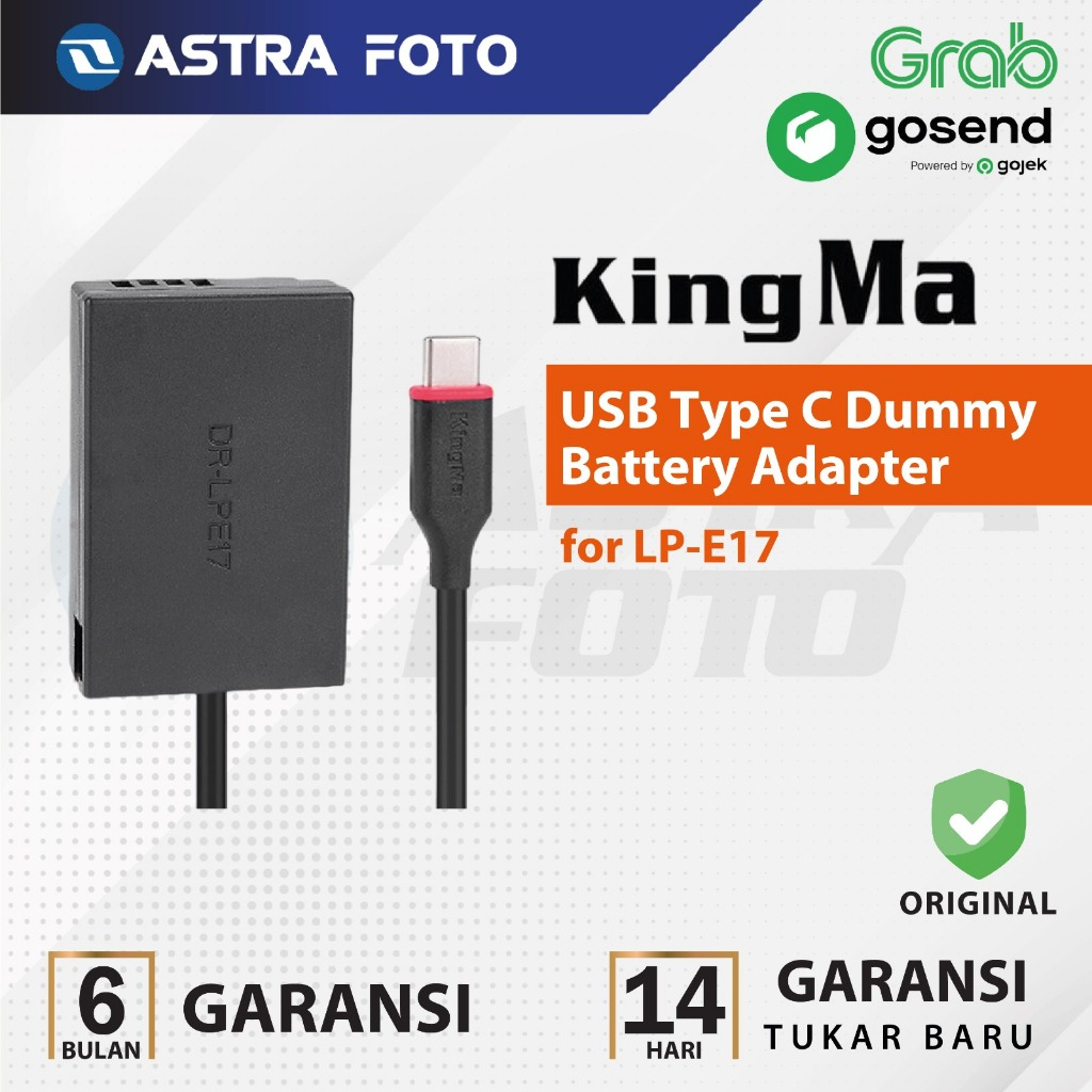 KingMa USB Type C Dummy Battery Adapter LP-E17 u/ Canon 760D 800D Etc