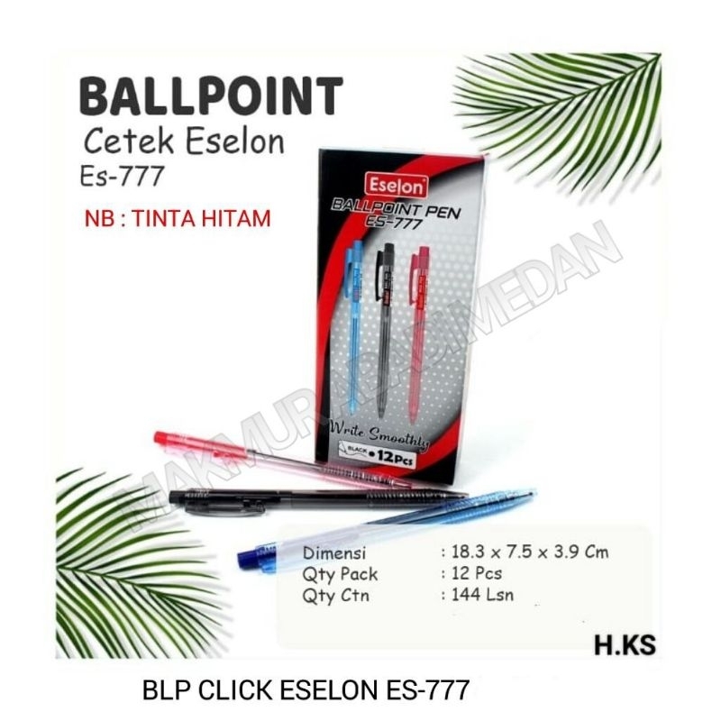 

(1Box:12Pcs) Pulpen Cetek Eselon ES-777 0.7mm / Bolpen Click / Ballpoint Pen