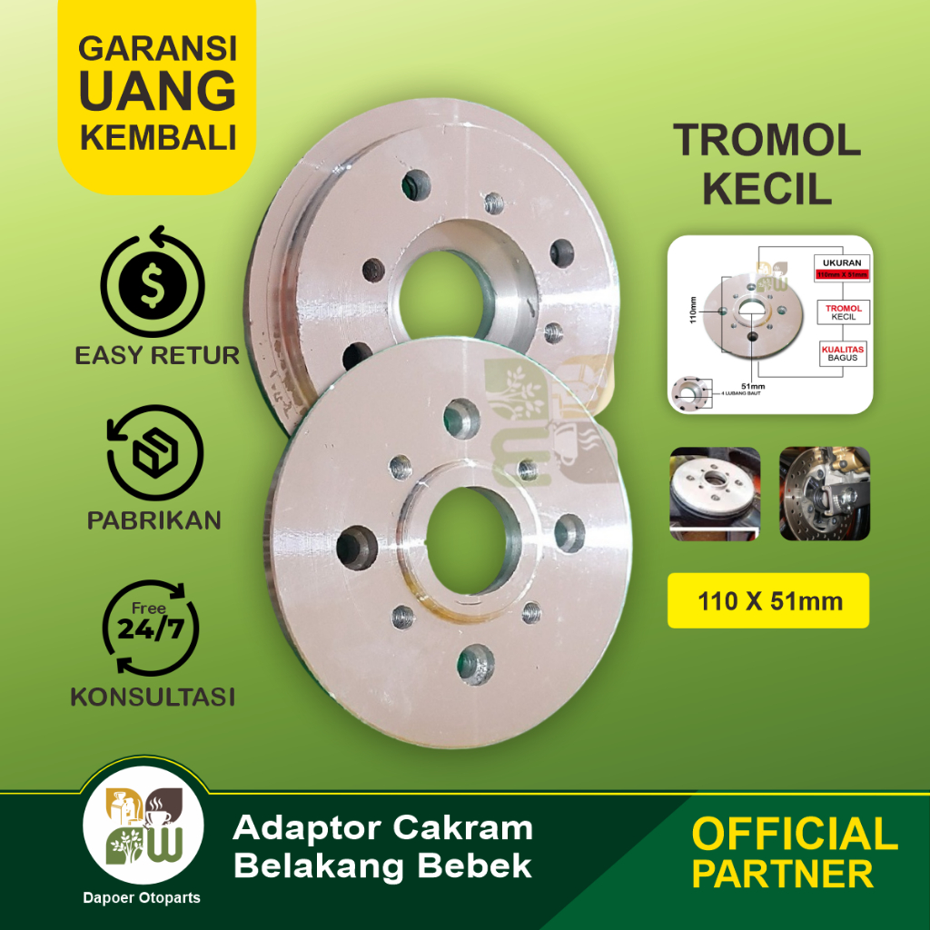 Adaptor Cakram Belakang Bebek Supra Karisma Smash F1zr Tromol Kecil