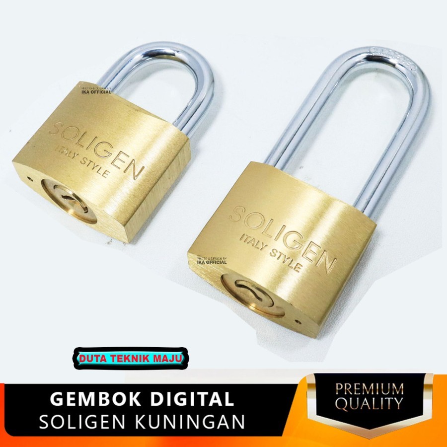 Gembok 50mm SOLIGEN Leher Panjang Pendek Gembok Kuningan 50mm Gembok Berkualitas