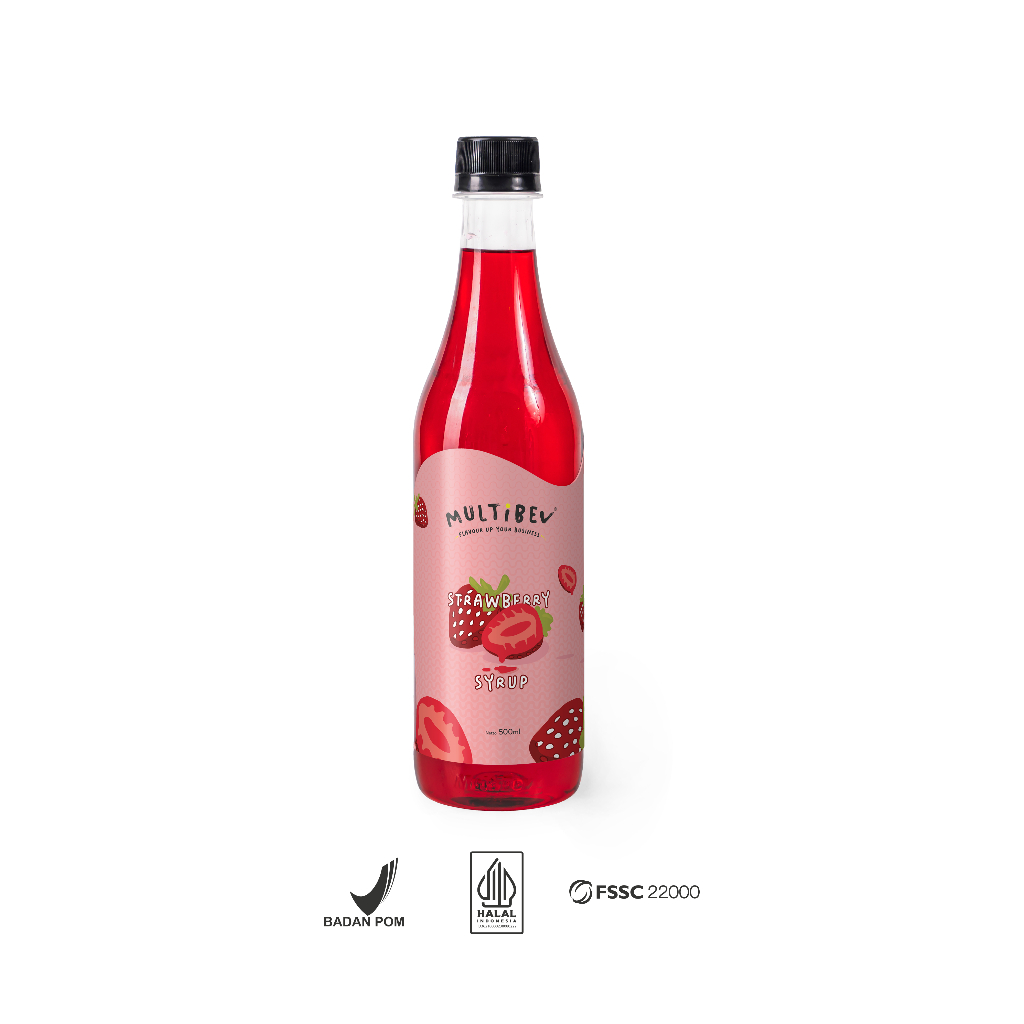 

Multibev Sirup Rasa Stroberi, Sirup Halal Minuman Kekinian ala Kafe syrup strawberry botol pouch