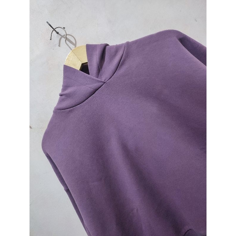 Hoodie Crop GU Basic Plum