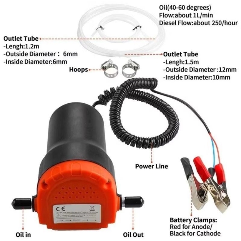 12v pompa oli elektrik, pompa diesel oil extractor pump