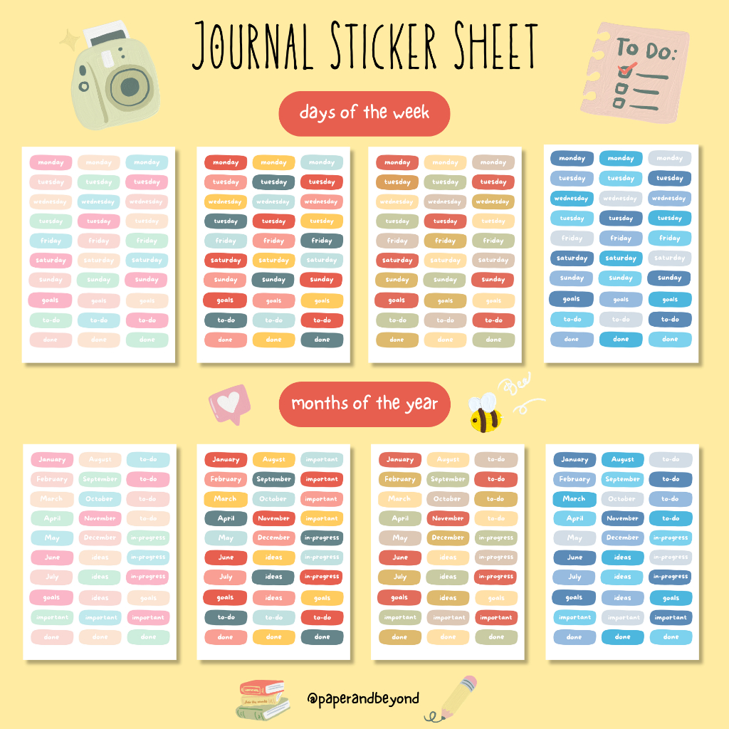 

Journal Sticker Sheet | Set Sticker Jurnal Aesthetic | Sticker Pack Journal Kit