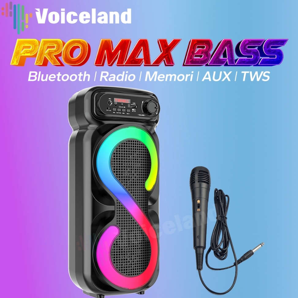 Siap Kirim PRO MAX BASSSpeaker Bluetooth Karaoke Besar Super Bass 8 Inch Polytron Protable Wireless 