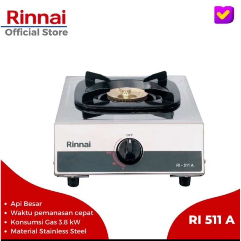 Kompor Gas Rinnai 1 Tungku RI-511A / RI 511A / RI 511 A